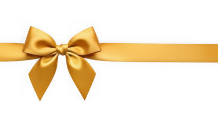Golden gift packing ribbon isolated on transparent background.