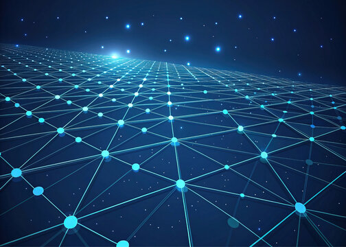 Tech network grid concept, glowing node design, digital line, vector illustration, sci-fi decor, innovation element, electronic art, modern technology, visual layout, tech background.