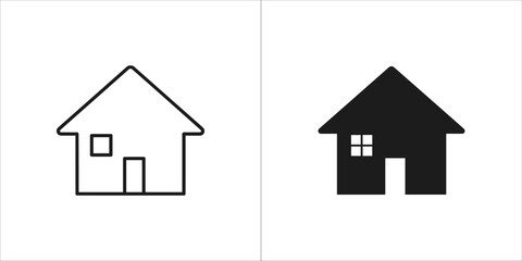 Home icon in black and white, representing real estate and family life