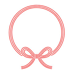 蝶結びの水引フレーム（丸・赤）