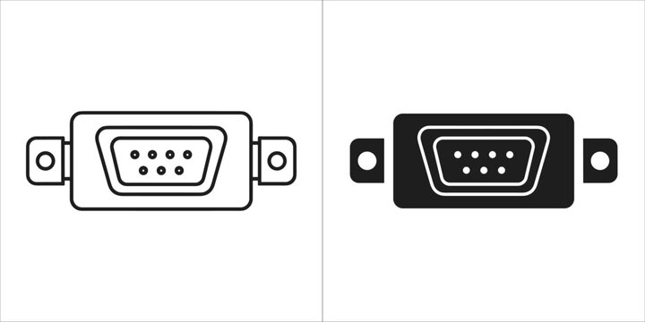 Serial port connector in outline and glyph style