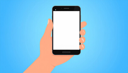 Hand Holding Smartphone with Blank White Screen Mockup