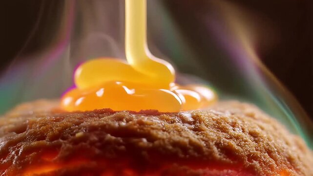 A delicate orange glaze flows over a freshly baked, hot pie.