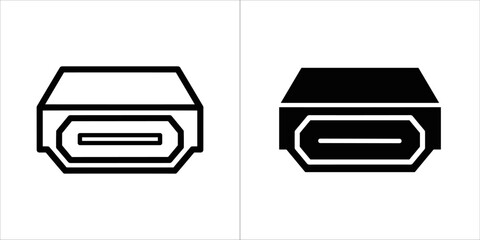 Two usb type c ports, one in outline and one in solid fill style