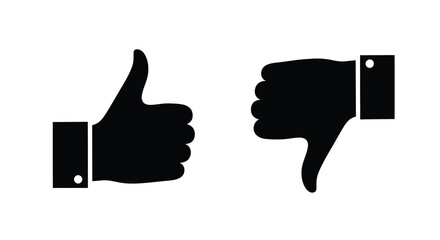 Thumbs up and thumbs down hands are a symbol of agreement and disagreement