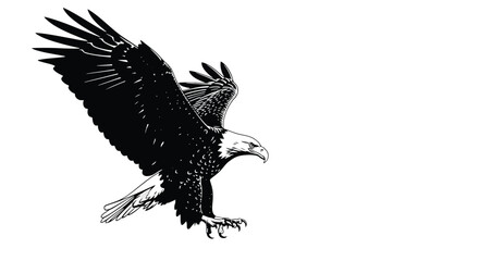 Majestic bald eagle soaring with powerful wings, , a symbol of freedom and strength