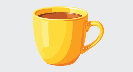 Yellow coffee cup illustration perfect for representing morning routines, coffee breaks, or beverage related designs