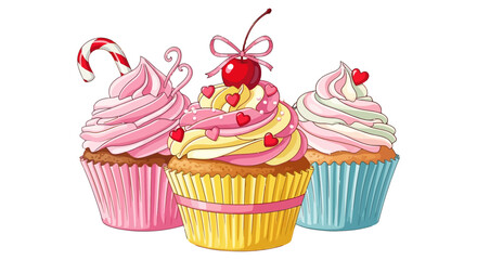 Decorated Colorful Cupcakes