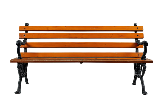 Wooden park bench, front view (1)