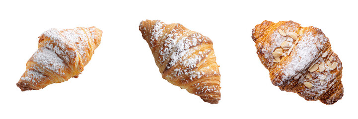 Delicious croissants on transparent background bakery food photography gourmet close-up