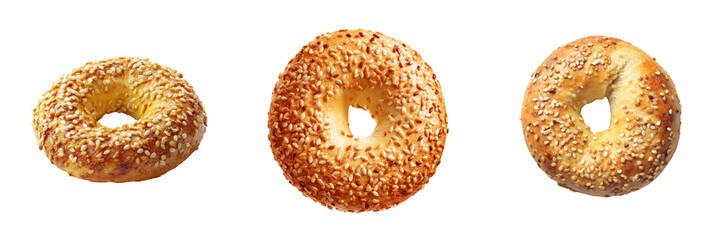 Delicious bagels on transparent background food photography culinary art studio setting
