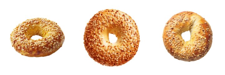 Delicious bagels on transparent background food photography culinary art studio setting