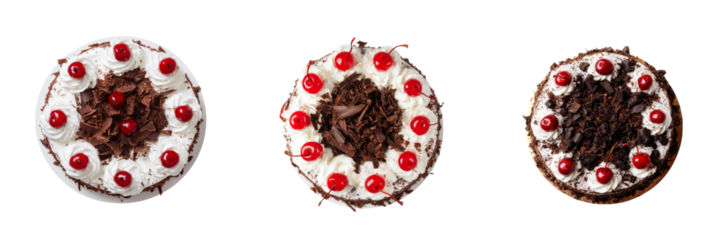 Delicious chocolate cakes on transparent background gourmet food photography studio setting