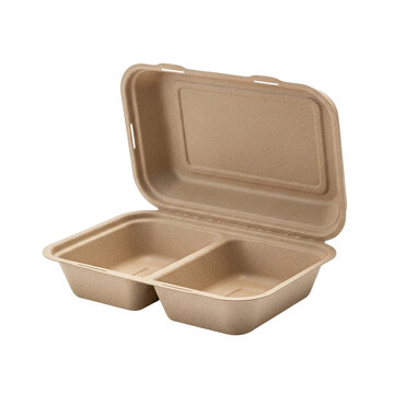 Green Living Compostable Food Container Isolated on White Background
