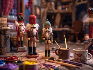 Festive christmas nutcracker scene backdrop for holiday photography and decor