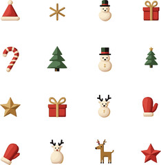 Fototapeta premium Winter holiday Christmas icon set for greeting design