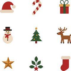 Flat design Christmas icon collection vecto