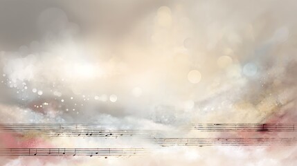 musical notes sheet music background illustration on christmas landscape, poster for christmas concert watercolor
