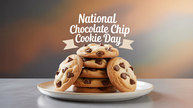 Stack of chocolate chip cookies on a plate celebrating National Chocolate Chip Cookie Day