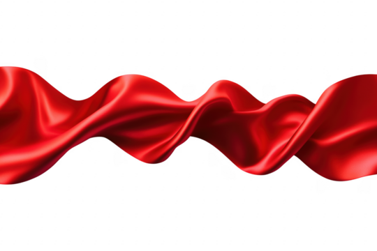 Flowing Scarlet Silk Drapery isolated on a transparent background