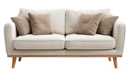 Light beige sofa with tan cushions
