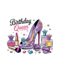 Glitter Birthday Queen Png