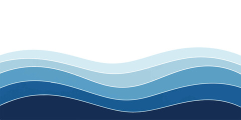 Abstract blue wave background layered paper cut style vector illustration for web design and presentation templates