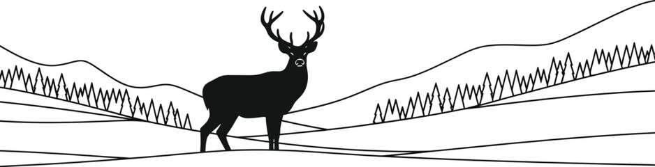 Deer silhouette landscape nature wildlife forest mountains winter outdoors stag