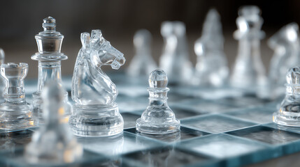 Crystal chess pieces create stunning visual for joint venture deal negotiation
