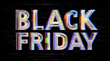 Glitch-style animated Black Friday sale text with vintage VHS effect and distortion