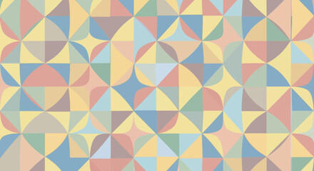 Vibrant geometric pattern featuring soft pastel shapes, creating a modern abstract background for creative projects and design.