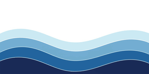 Abstract blue wave background layered paper cut style vector illustration for web design and presentations