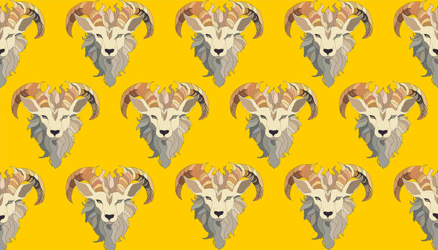 Des t&ecirc;tes de bouc, dans un style papier peint.