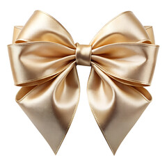 Elegant gold ribbon bow isolated on transparent background for gift wrapping