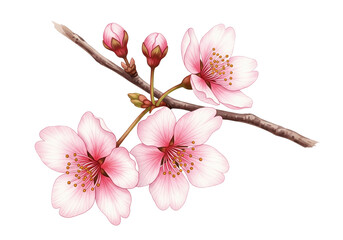 Pink Cherry Blossom Branch PNG Clip Art - Transparent Sakura Flowers Vector Illustration