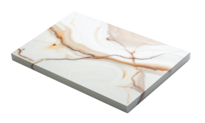 White marble slab with veins, orange and grey streaks, polished surface, elegant for countertops, flooring, or decorative architectural projects.