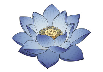Blue Lotus Flower PNG Clip Art - Transparent Sacred Water Lily Vector Illustration