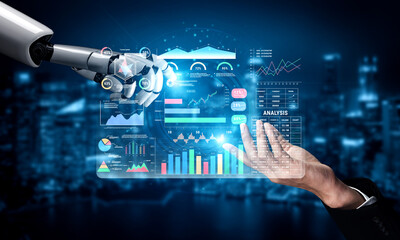 An advanced AI financial and business performance dashboard. A professional AI interface for deep...