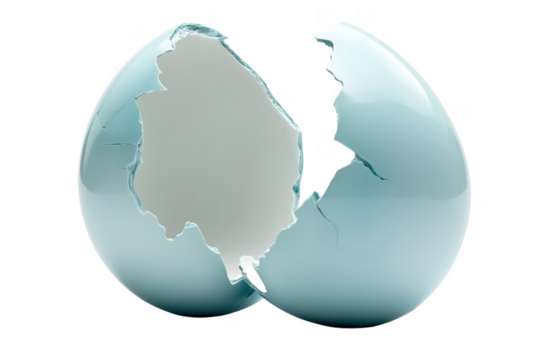 Cracked eggshell isolated on a transparent background