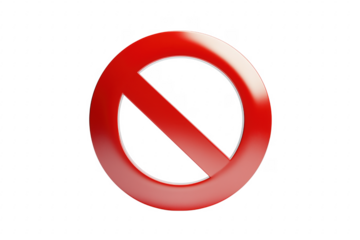 Red prohibition symbol on black isolated on a transparent background
