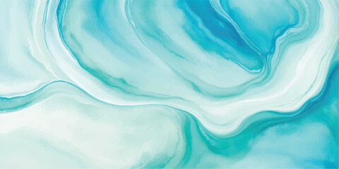 Obraz premium Abstract watercolor background in shades of blue and turquoise fluid art painting with marble effect perfect for backgrounds and textures