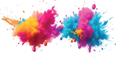 Colorful powder explosion vibrant holi dust particles abstract background for celebration and design