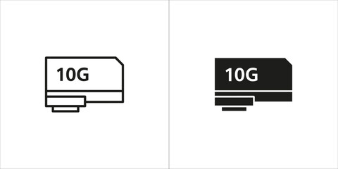 Outline and solid black icon representing 10g network connectivity