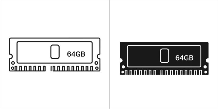 Ram memory icon, computer component symbol
