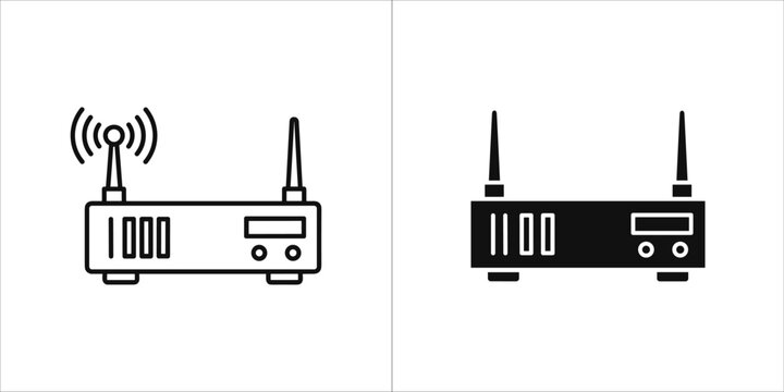 Wireless router icon in outline and solid style