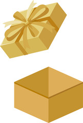 Flat design ,open gift boxes with ribbons and festive bows.
