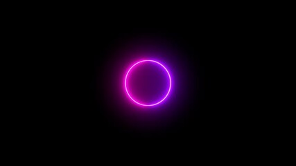 Glowing Neon Pink Circle on 4k video Black Background Abstract Background color - Powered by Adobe