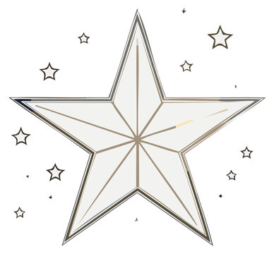 Decorative Star and Starlets Composition, Celestial Ornament, Festive Design, White Background, Shiny Elements, Space Icon, Shapes, Vector