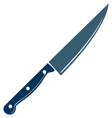 Illustration of a Chef's Knife with Blue Handle and Grey Blade for Food Preparation