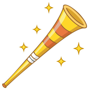 Festive Yellow Vuvuzela with Stripes and Sparkles for Celebrations and Party Fun